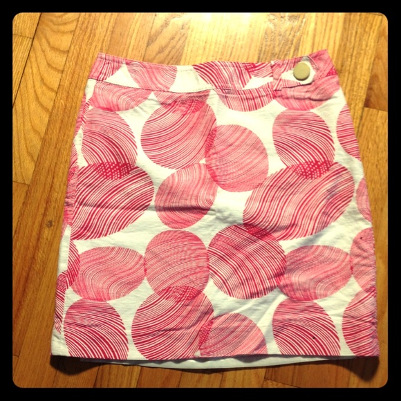 Ann Taylor Red & White Pencil Skirt