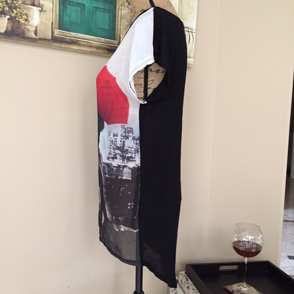 Sheer front and light back semi hi-low top! - Picture 3 of 3