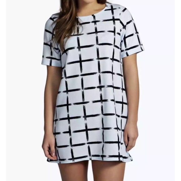 Petite Grid Print Shift Dress