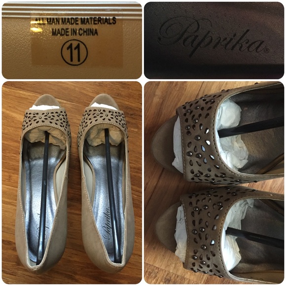 🚫Sold🚫Paprika platform heels sz 11. NWT! Tan. - Picture 3 of 4