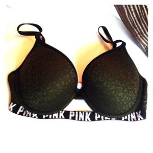 FINAL SALE🚨 VS PINK Leopard Lace Logo Push Up Bra