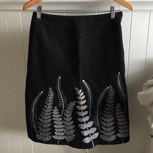 Boden Black A-Line Embroidered Skirt Size 4L