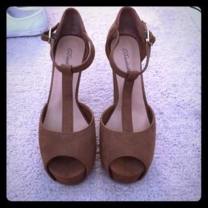 Brown suede heels