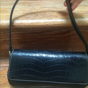 Liz Claiborne faux alligator black clutch