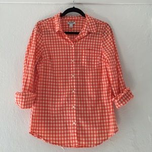 Orange Gingham Button Up