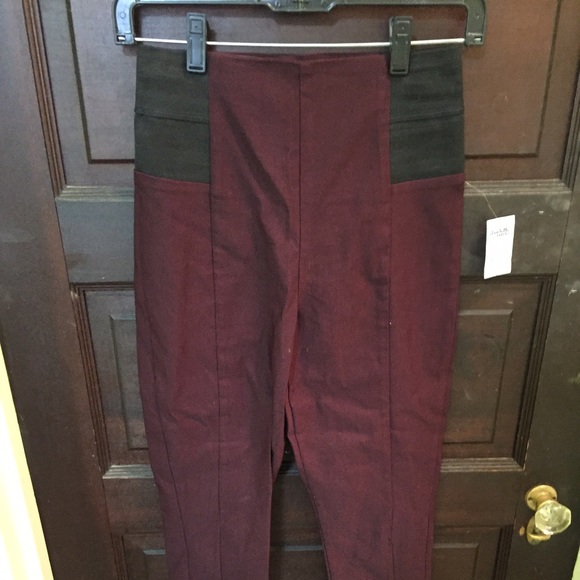 Long maroon pants stretchy waistband