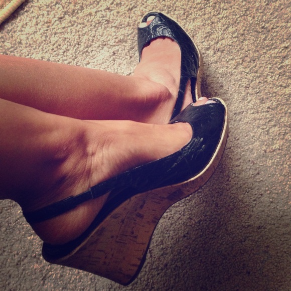 Mossimo black cork wedges