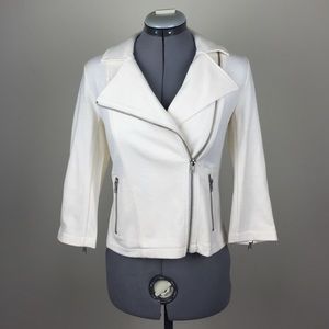 Moto-Style Jacket w/Three-Quarter Sleeves