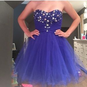 Blue/purple homecoming or prom dress.