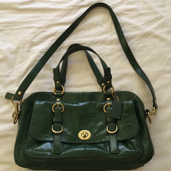 Coach green leather bag