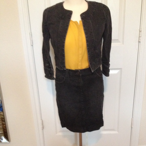 Black denim jacket and skirt