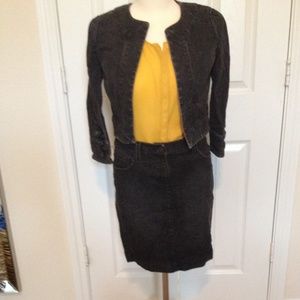 Black denim jacket and skirt