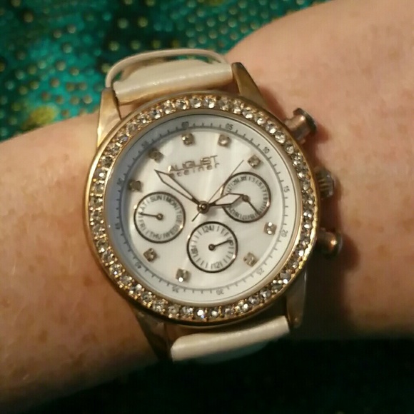 August Steiner Gold Plated Watch w/ Crystal Detail
