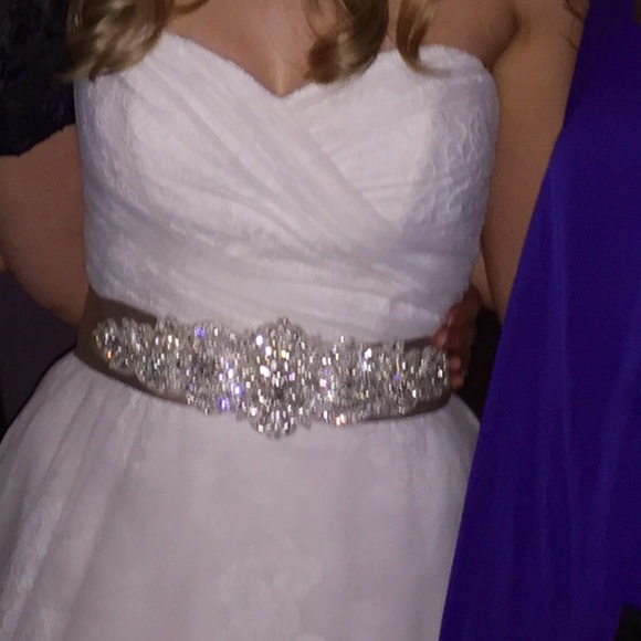 Cream wedding belt with jeweled detail