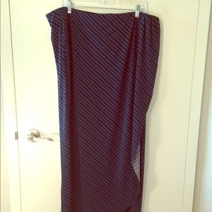 NWT Black and Navy Striped Wrap Maxi Skirt