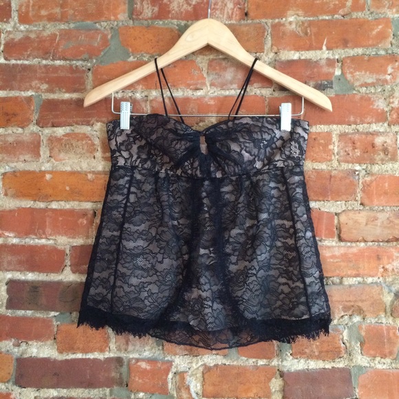 Rebecca Taylor nude and black lace top 2