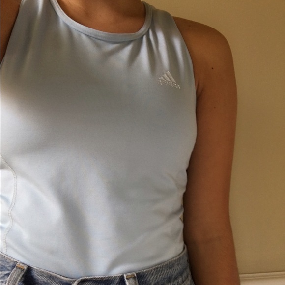 Baby Blue Vaporwave Aesthetic Adidas Top - Picture 2 of 4