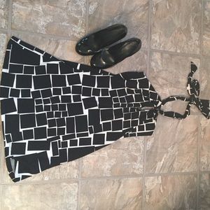 Black and white halter dress