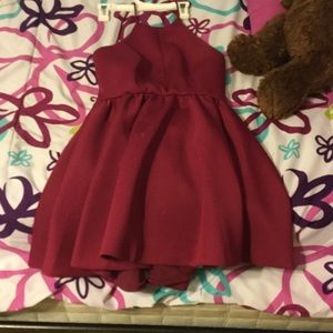 Wine red cut out dress
