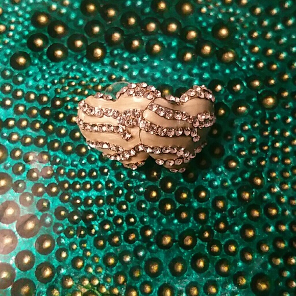 Silver Crystal Studded Heart Earring