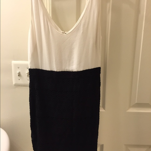 Ann Taylor Loft 2p ivory and black dress