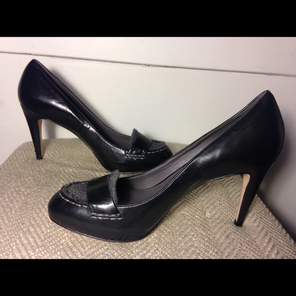 Cole Haan Nike Air Black Leather Wool Pumps 8.5