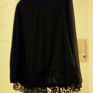 Black Lace Long Sleeve Shirt