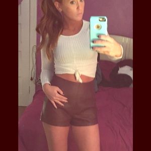 Faux leather high waisted shorts