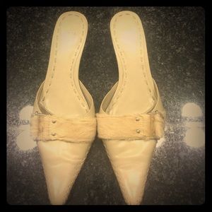 Tan pointed low heel shoes