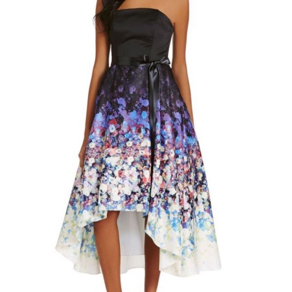 Betsy and Adam floral printed hi-lo satin dress