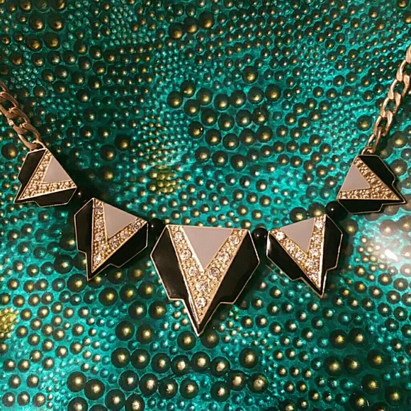 Geometric Colorblock Statement Necklace w/ Crystal