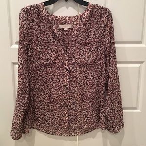 Loft gray and purple blouse