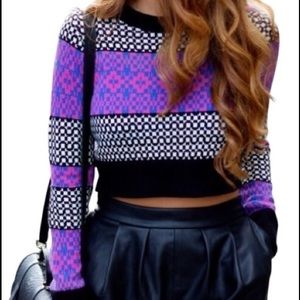 Retro Pattern Nasty Gal Crop Sweater