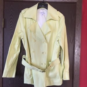 Calvin Klein Bright Lemon Trench Coat Sz L - Sale