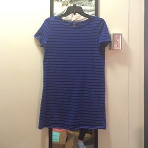 Blue and black striped dress