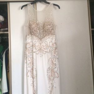 Gold and white prom dress
