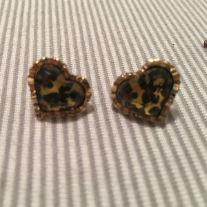 Betsey Johnson Leopard Heart Earrings