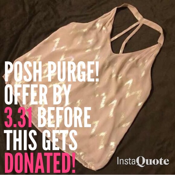 Blush pink metallic chevron tank w open back