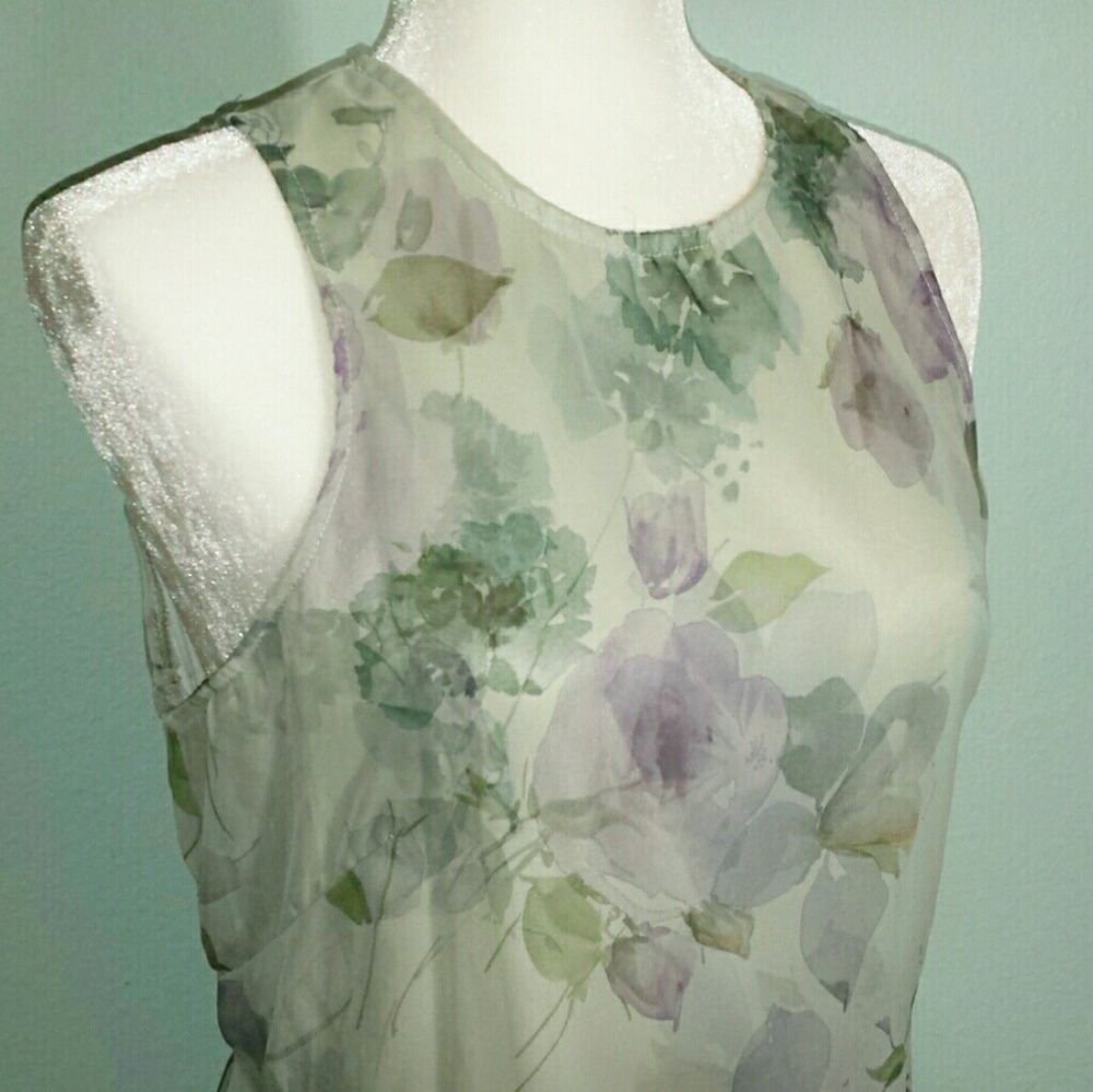Vintage 90's Mint Lavender Floral Maxi Dress L