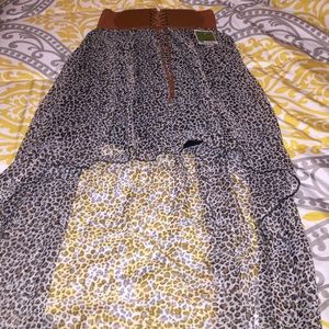 Hi low leopard maxi skirt