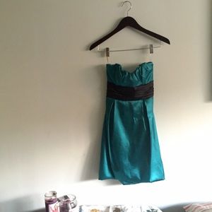Aqua/Teal Strapless Dress