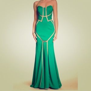 Terani Couture Emerald Evening Gown Sz 12