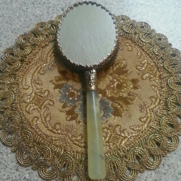 Vintage Oriental reverse painted handmirror geisha - Picture 3 of 4