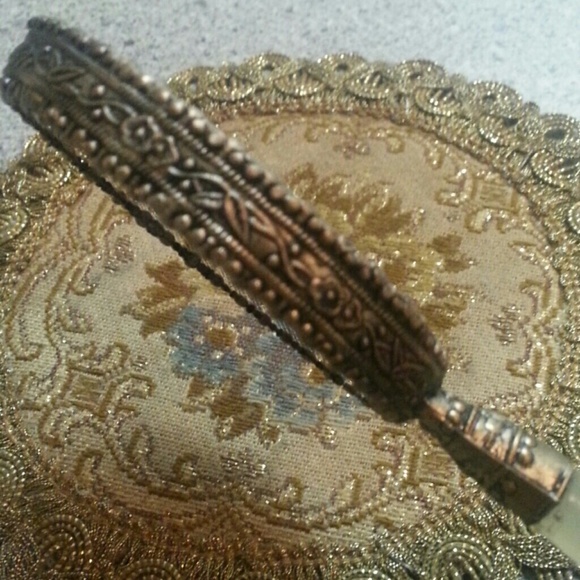 Vintage Oriental reverse painted handmirror geisha - Picture 4 of 4