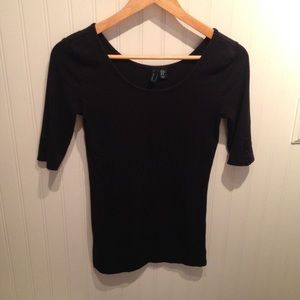 3/4 Sleeve Black Top