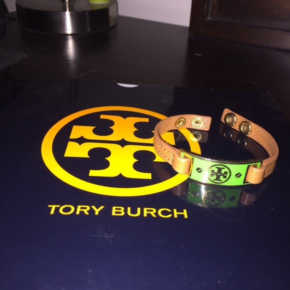 Tory Burch Enamel ID Bracelet - Green/Gold