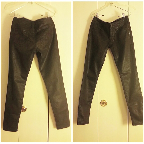 NWOT Black Coated Skinny Jeans
