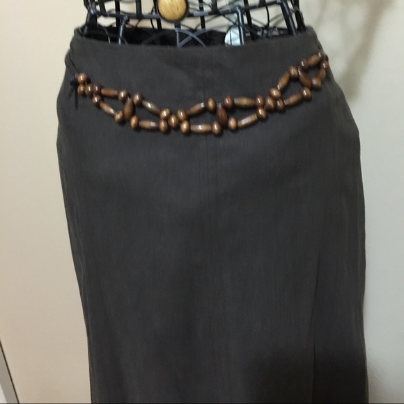 NEW mocha brown A line skirt with belt - timeless