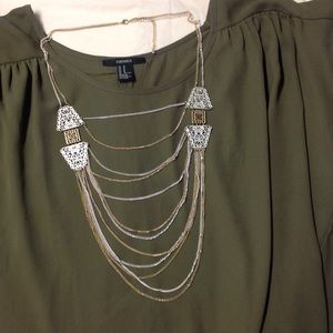 Silver n gold layers necklace