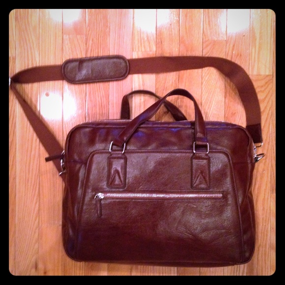 Cognac Vegan Leather Messenger Bag